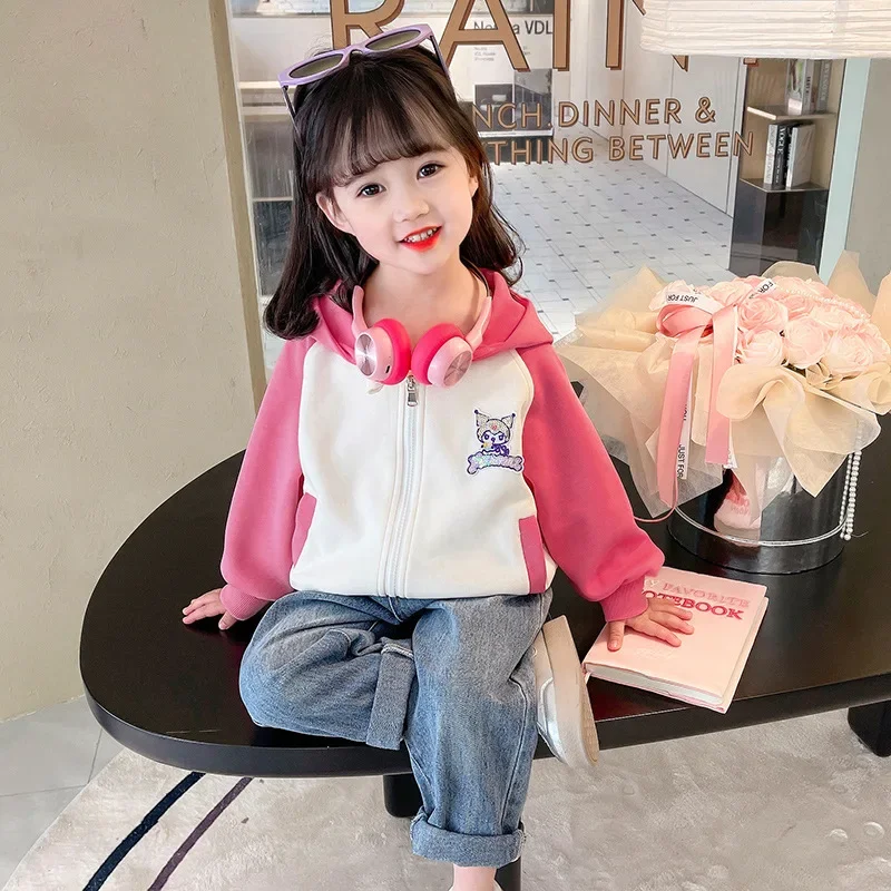 Kuromi Anime Kawaii Sanrio Ins Fashion Baseball Coat primavera autunno Cute Cartoon manica lunga felpa con cappuccio giacca abbigliamento regali giocattoli