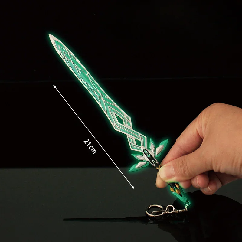 Honkai: อาวุธรถไฟรูปดาวดาบหิ่งห้อย, โมเดลดาบหิ่งห้อยพวงกุญแจโลหะอนิเมะ21ซม. โมเดลดาบโลหะเรืองแสงพวงกุญแจของขวัญของเล่น
