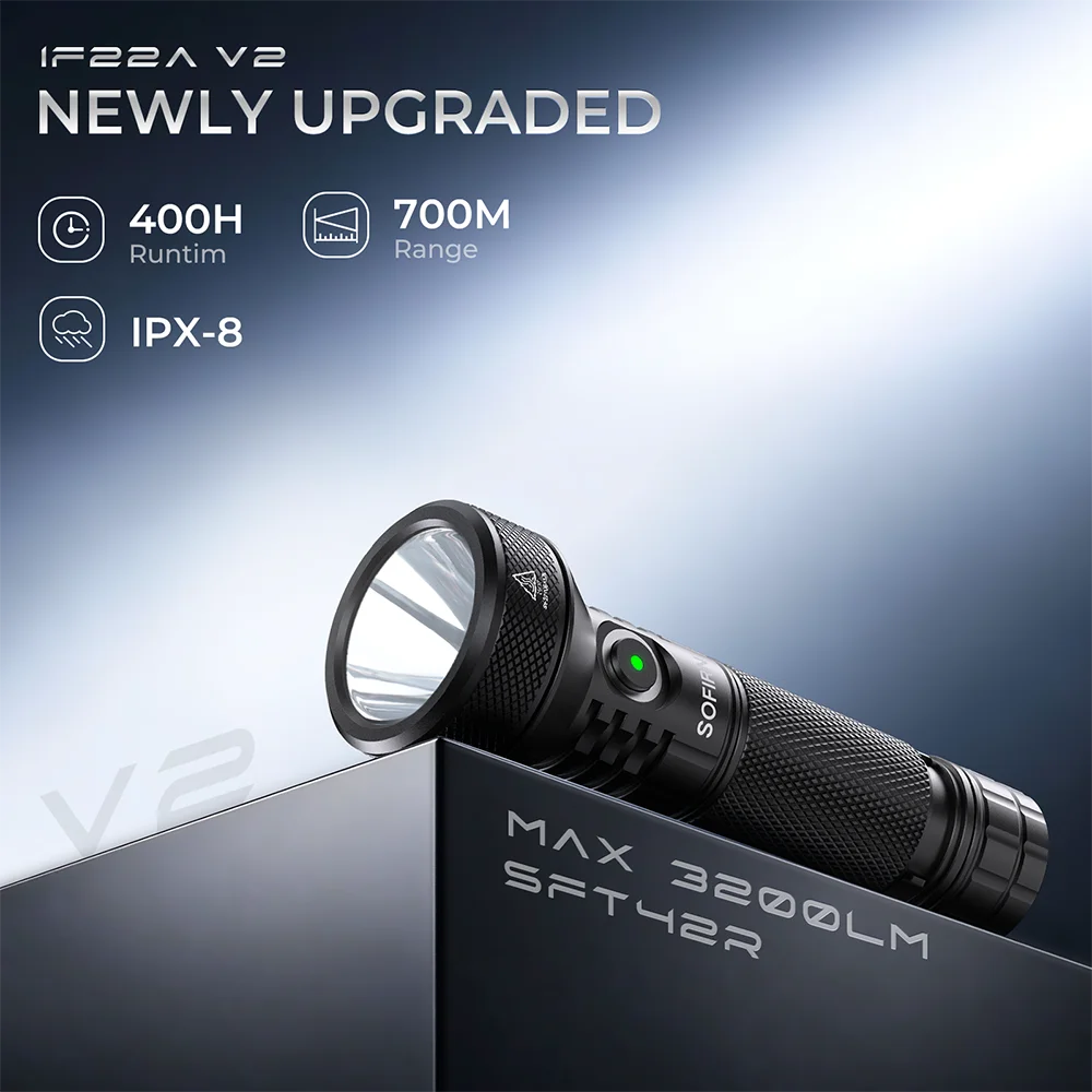 Sofirn IF22A V2 Upgraded Flashlight 3200lm  SFT42R LED 21700 Rechargeable Powerful Thrower Flashlight