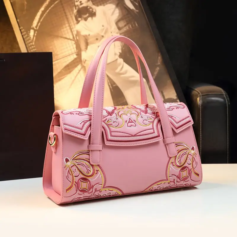 Spring/Summer Women\'s Bag 2024 New Fashionable Retro Embroidered Mom\'s One Shoulder Crossbody Chinese Style Design Handbag