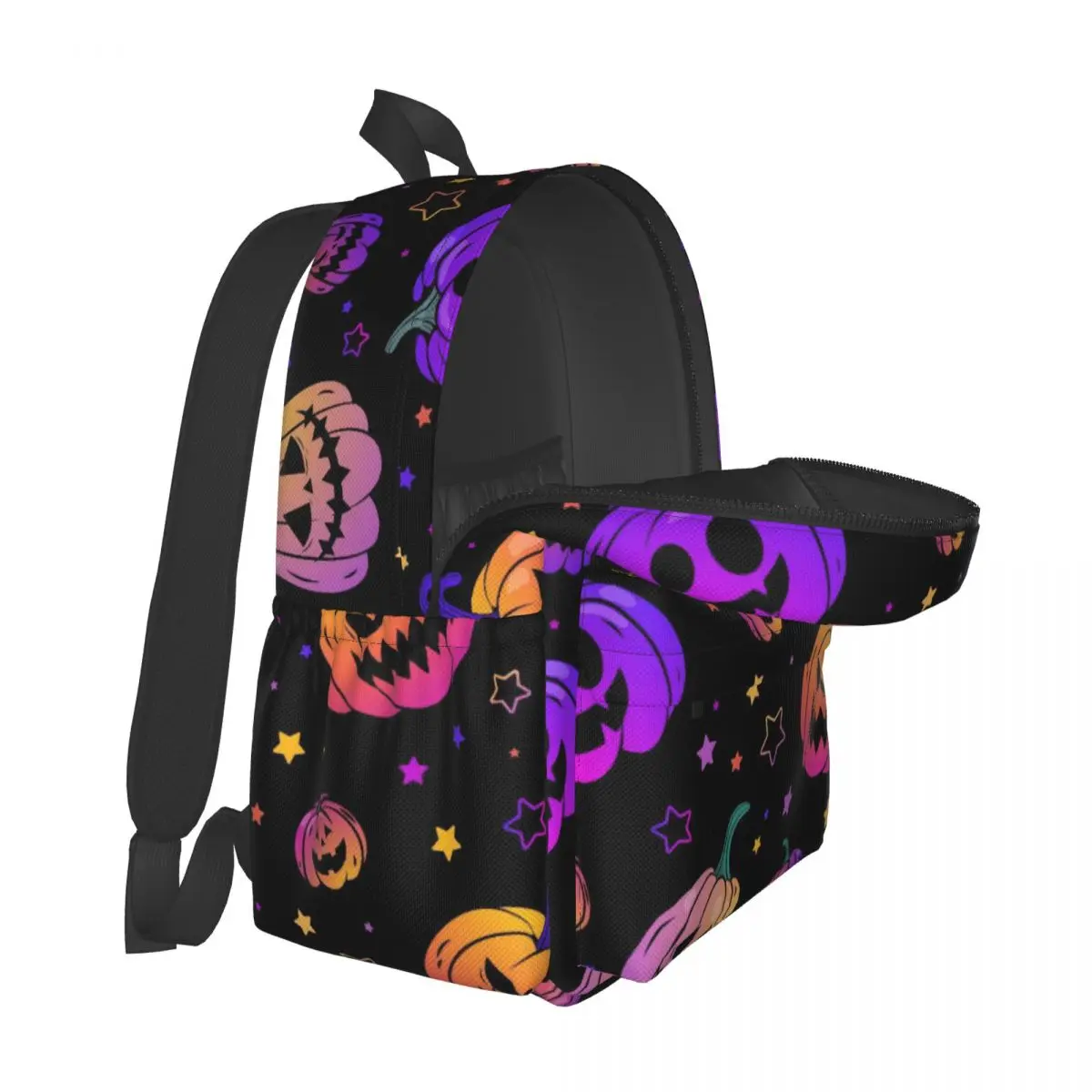 Pumpkin & Stars Pattern Halloween Large Capacity Student Backpack Casual Fashion School Bag Bookbag Travel Rucksack