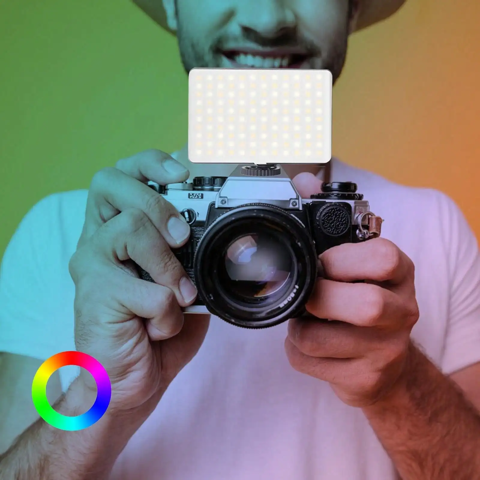 Lumière vidéo RGB 1 pièce, panneau lumineux d'appareil photo LED portable 0-360 couleur, éclairage d'appareil photo reflex numérique rechargeable