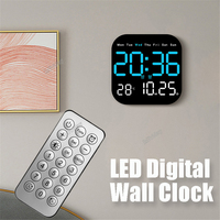 LED Digital Wall Clock Large Screen Time Temperature Date Week Display with Remote Control Adjustable Brightness Alarm Clock