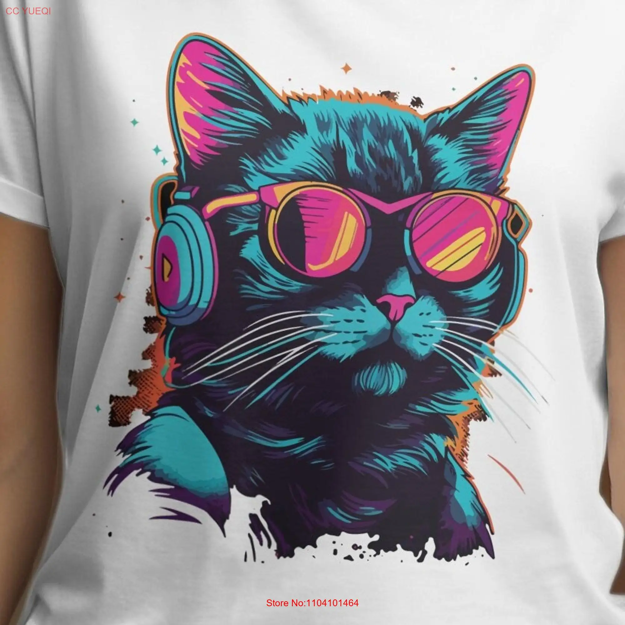 Cat Lovers T Shirt Cute Funky Neon For Lover Music SweaT Animal long or short sleeves