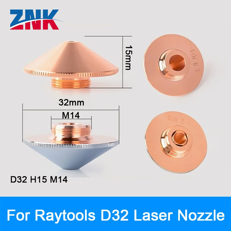 10 Pcs/set ZNK D32 Laser Nozzle Single & Double Layer with Laser Nozzle for Raytools Laser Nozzle D32 H15 M14