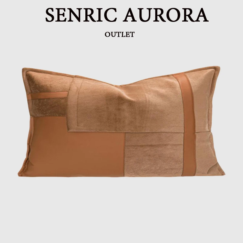 

Оранжево-коричневый роскошный чехол для подушки, кожаный дизайн, поясничная наволочка 30x50 см для дома, отеля, дивана-кровати