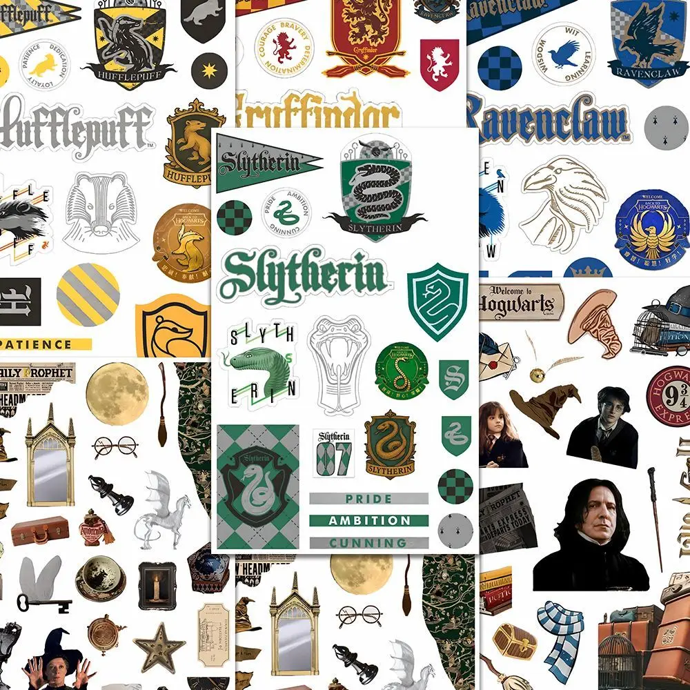 Pegatinas de Harry Potter de HP House, Collage de Hogwarts, Slytherin, Ravenclaw, Gryffindor