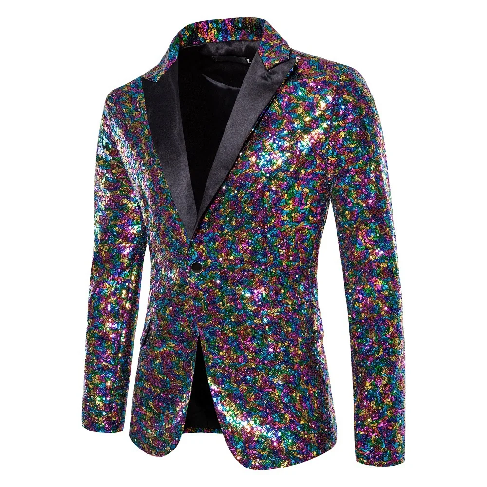 

Coloful Metallic Sequin Blazer Suit Jacket Men 2023 Shiny Nightclub Disco Party Prom Tuxedo Blazers Men Stage Singer Costumes