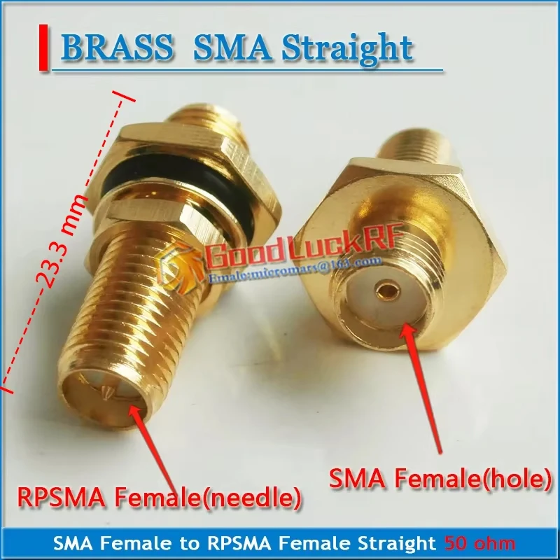1X Pcs SMA Female To RP-SMA RPSMA RP SMA Female Plug O-ring Washer Bulkhead Panel Mount Nut Gold Plated Brass RF Connector