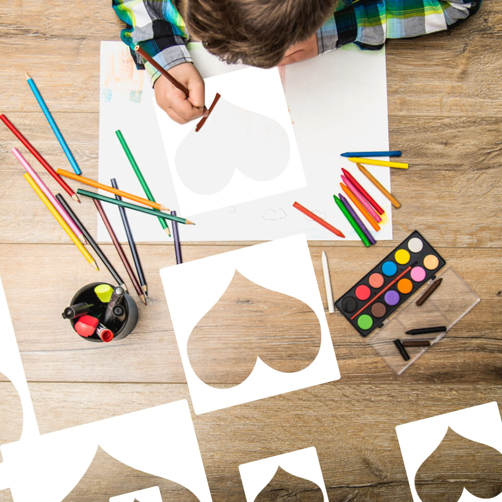 

8pcs Pet Reusable Stencils For Painting Wall Decor Art Craft Home Window Glass Door Car Wood Diy Pattern Drawing Template Safety