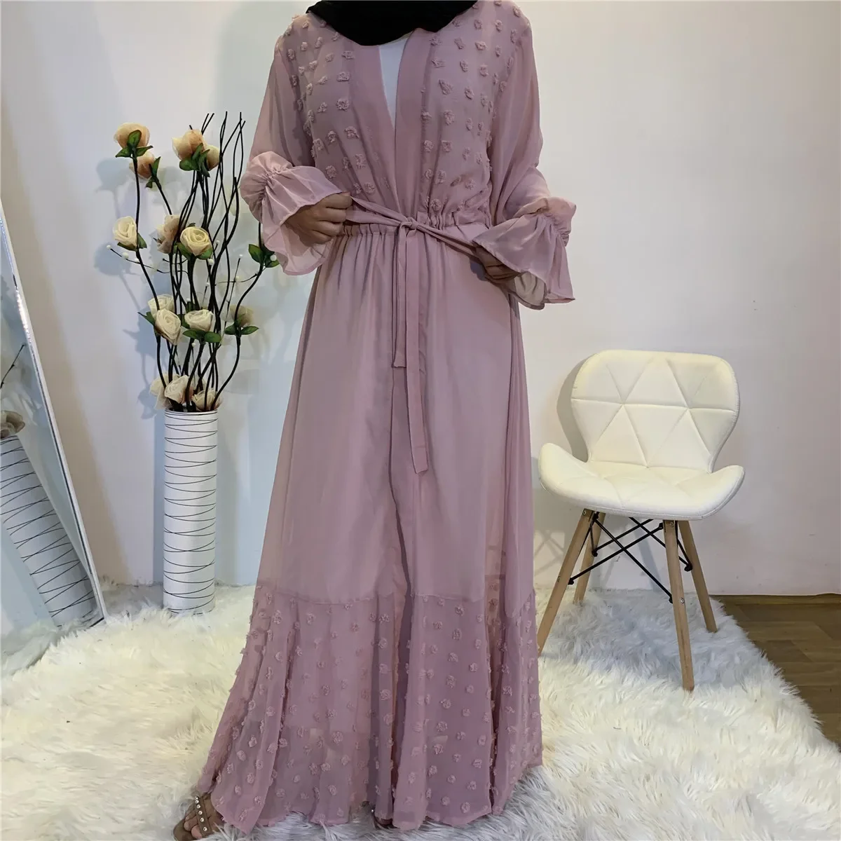 

Dubai Kaftan Muslim Cardigan Abayas Turkish Islamic Cardigan Dress for Women Open Abaya Casual Slim Robe Kimono Femme Caftan