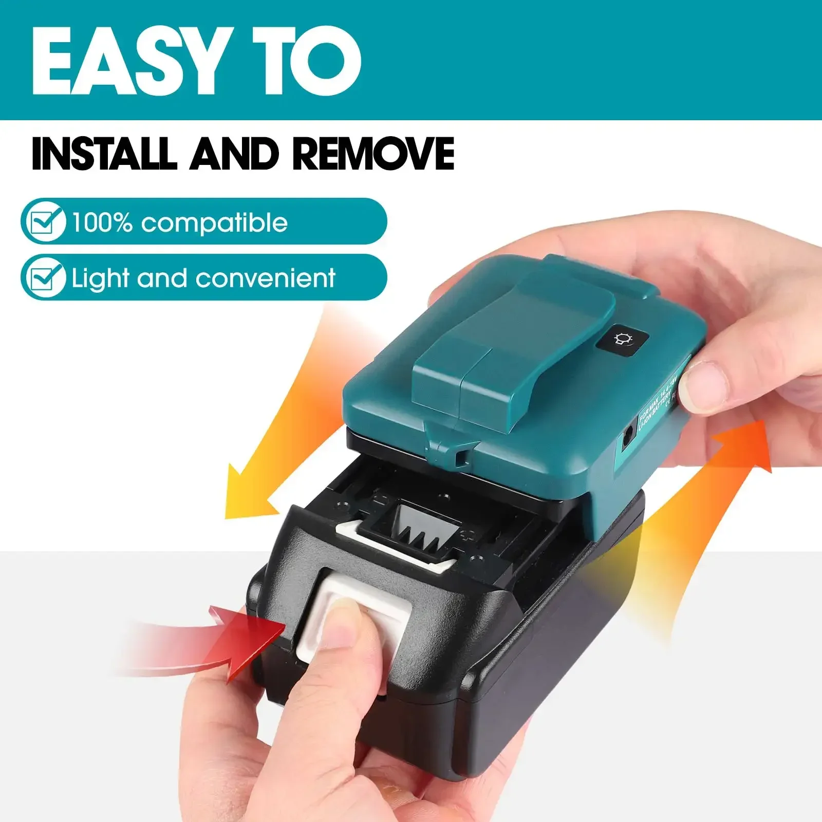 Battery Adapter for Makita 18V Battery With USB Type-C Port Battery Holder for Makita BL1830 BL1850 BL1860 Charger Adapter - view 2