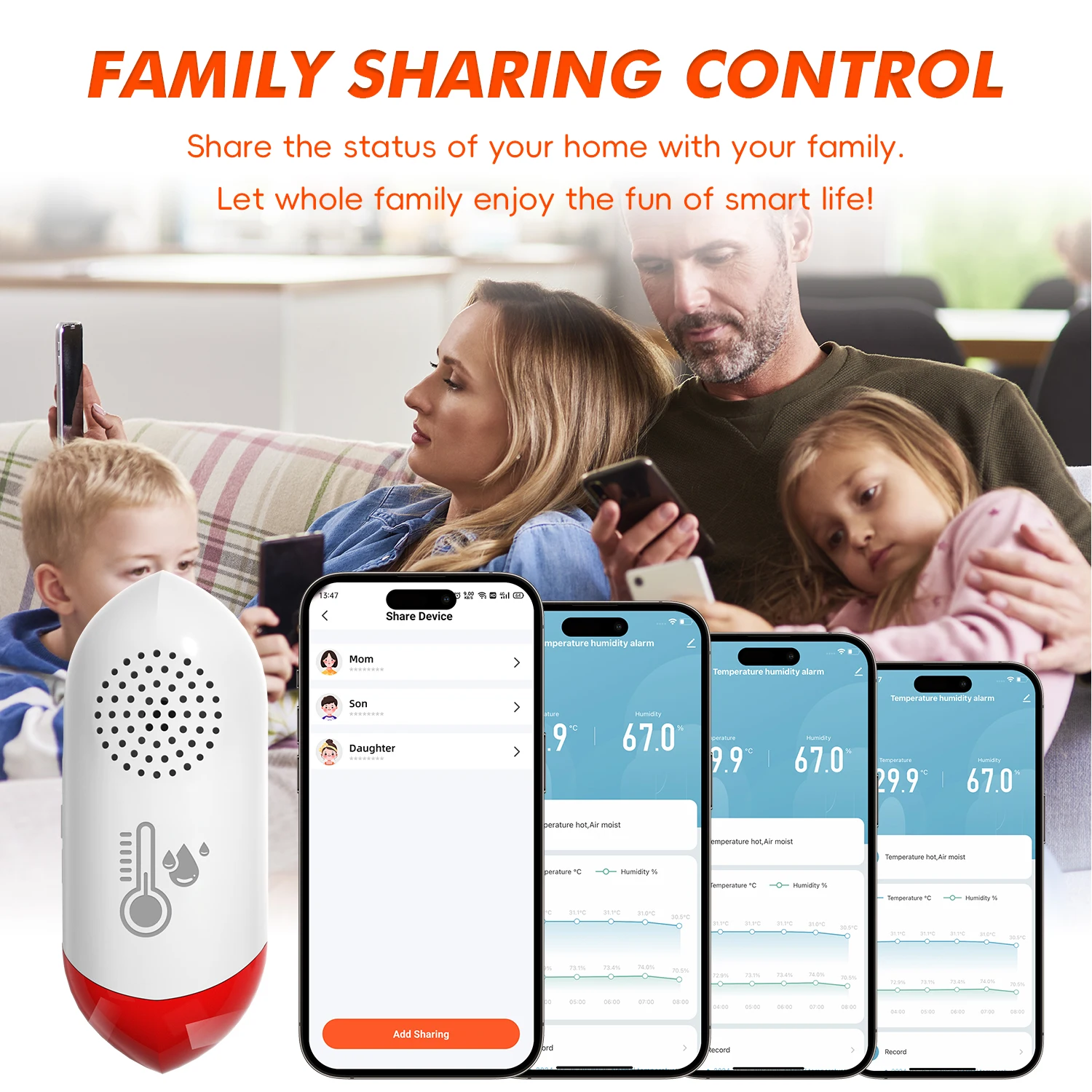 WiFi Hygrometer Thermometer Indoor,Wireless Smart Temperature Humidity Monitor With Smart Life App Notification Alert Data