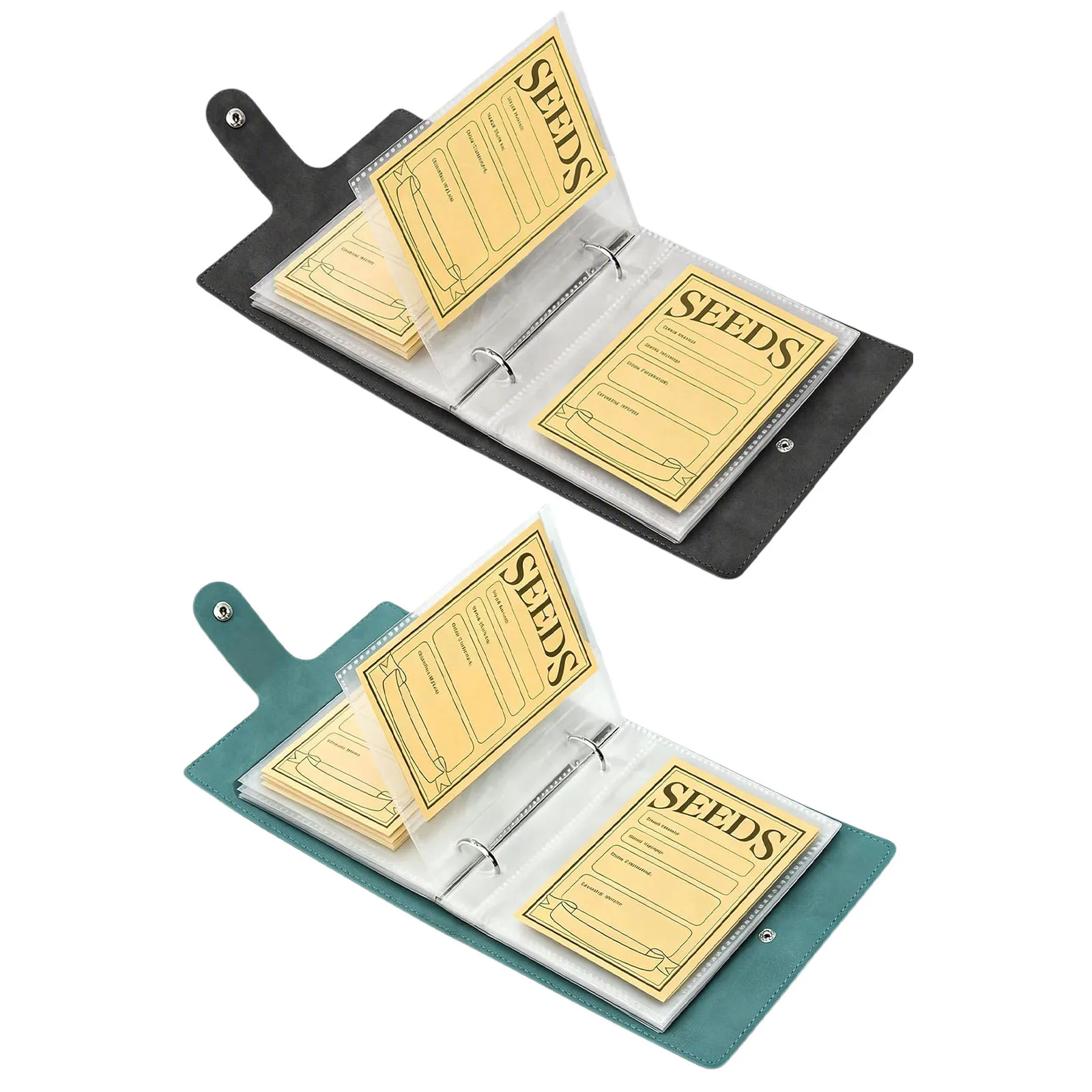 Dual-Ring Seed Binder with 50 Kraft Paper Resealable Envelopes PU Leather Compact Seed Organizer