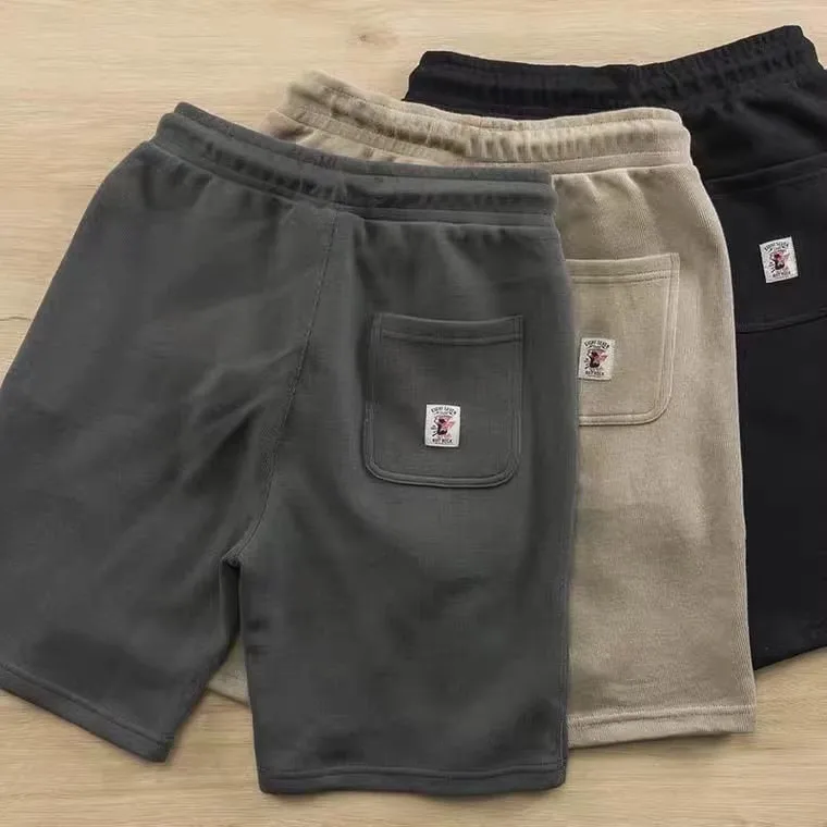 

Retro Japanese Knitted orts Men's Summer Sport Casual Loose Five-Point Pants Polyester Fiber Straight Leg Summer orts