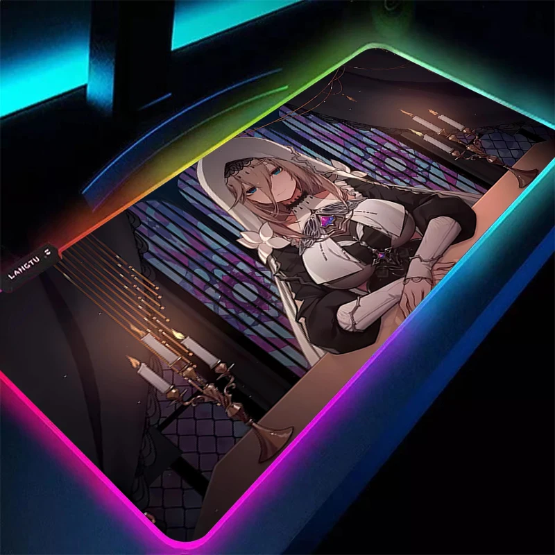 

RGB Mouse Pad Rubber Table Gamer Desktop Mat LED Computer Honkai Impact 3 Kawaii Keyboard Pad Gaming Accessories Carpet Mousepad