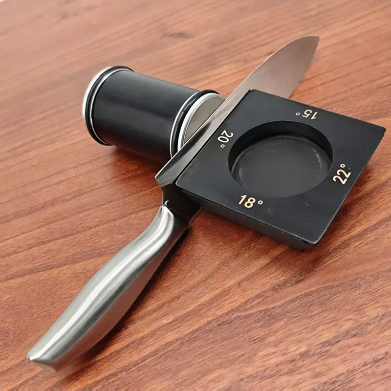 Professional Rolling Knife Sharpener Kitchen Roller Sharpeners 4angle 15/18/20/22° Woodwork Sharpening System Wooden Magnet Base