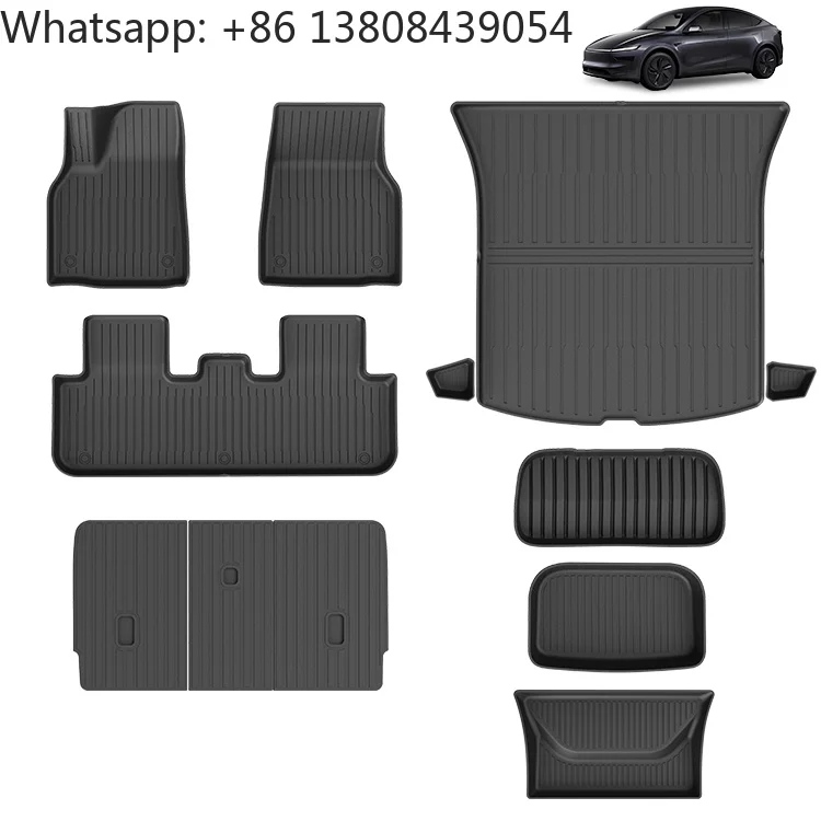 New 2025 TPE Rubber Odorless All Weather Waterproof Durable Anti-slip Car Foot Mat Leather Pattern for Tesla Model Y