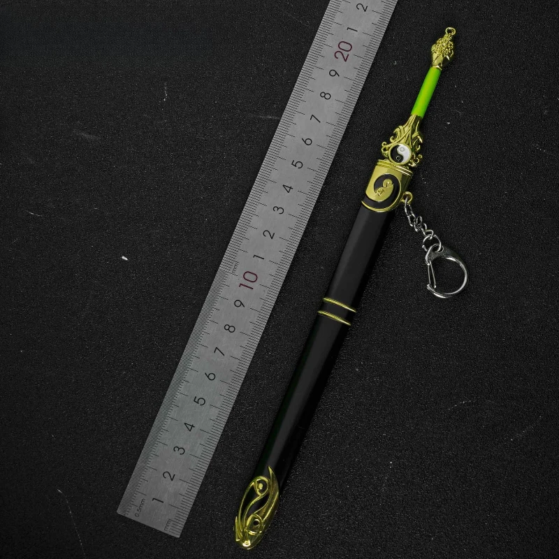 Espada de nube de abeja de bambú verde periférico de animé de Ascensión inmortal con funda, modelo de armas de Metal, adorno de escritorio, juguetes para niños