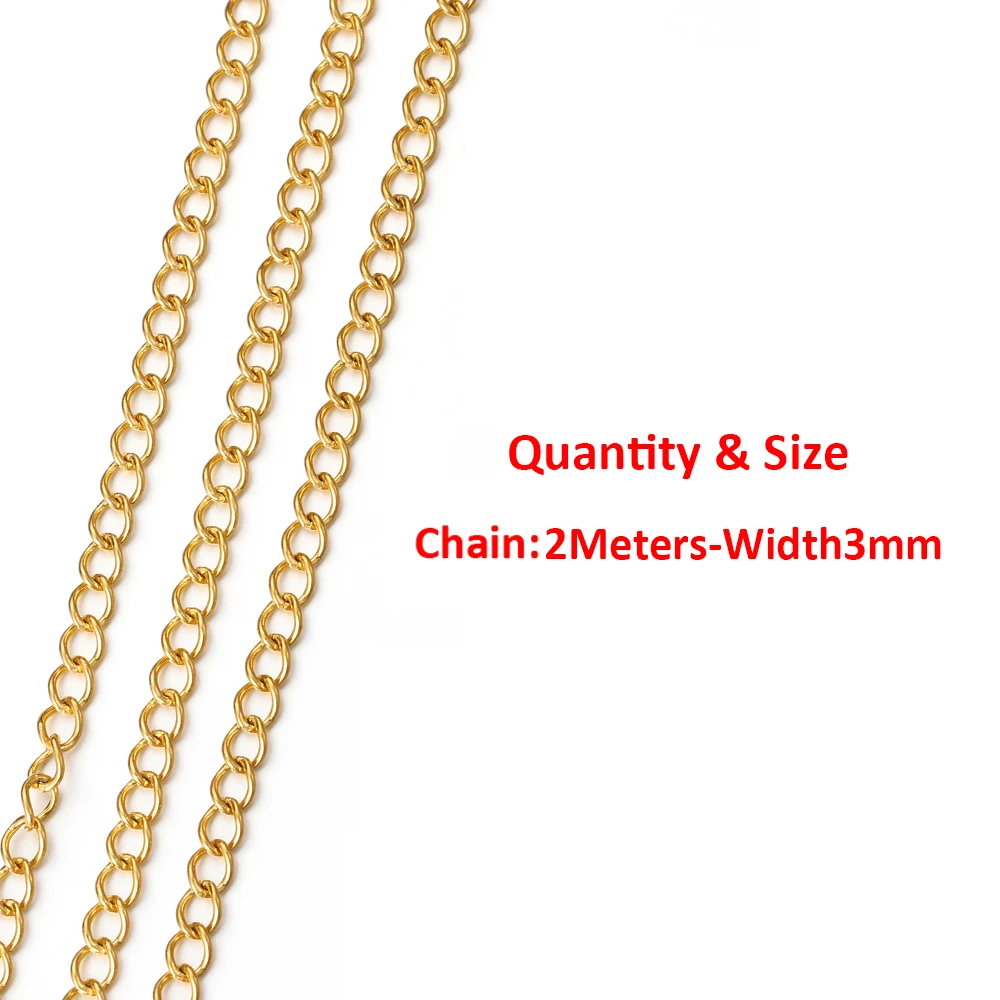 2 Meter 1 Meter Hochwertige Edelstahl-Drehketten für DIY-Halsketten, Armbänder, Kleidung und Schmuckherstellung Zubehör – Detail 10