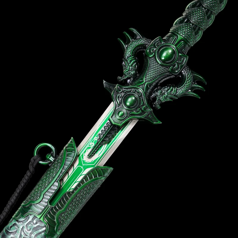 Chinese King Dao Sword High Manganese Steel Blade Sharp Real Full Tang Samurai Jian Swords Ready Battle Green Dragon Katanas