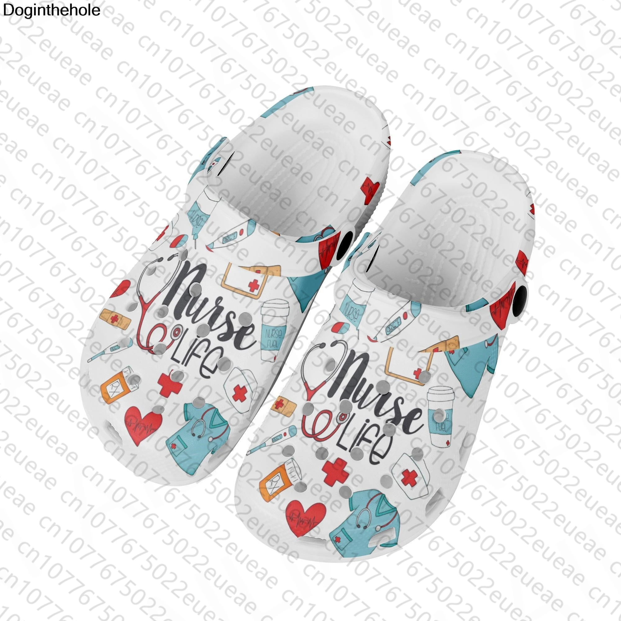 Slipper Indoor House Nurse Print Thick Sandals Hole Shoes for Women Outdoor Casual Couples Flat Flip Flop Platform Personalized