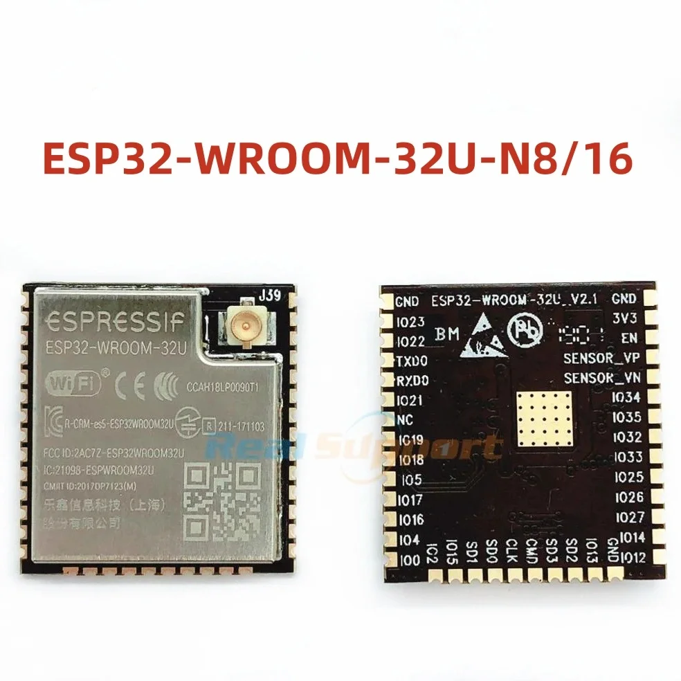 100PCS ESP32-WROOM-32U 8MB /16MB ESP32-WROOM-32U-N16 Flash Memory Wi-Fi+BT+BLE ESP32 Module IPEX antenna connector Espressif