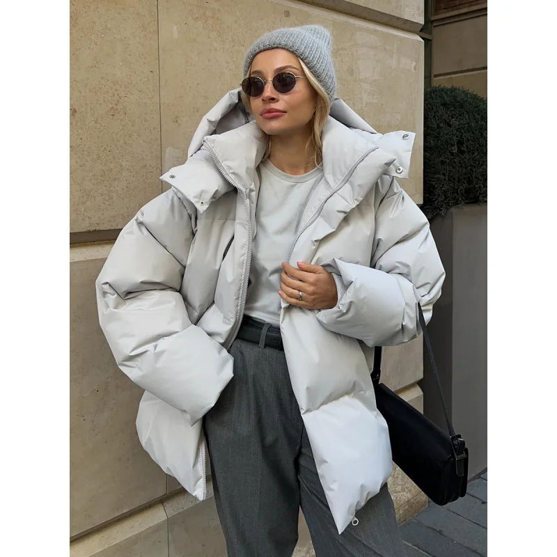 

2025Women's Fashion Winter Cotton Jacket，Loose Cotton Padded Jacket with Hood，Super Warm Cotton Jacket