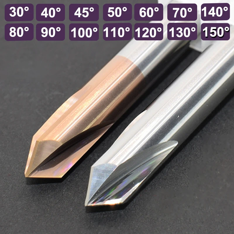 YZH D10-20 قاطعة طحن شطب كربيد 30 ° 40 ° 45 ° 50 ° 60 ° 70 ° 80 ° 90 ° 100 ° 110 ° 120 ° 130 ° 150 °   HRC55 الشطب الخامس الأخدود للألمنيوم الصلب