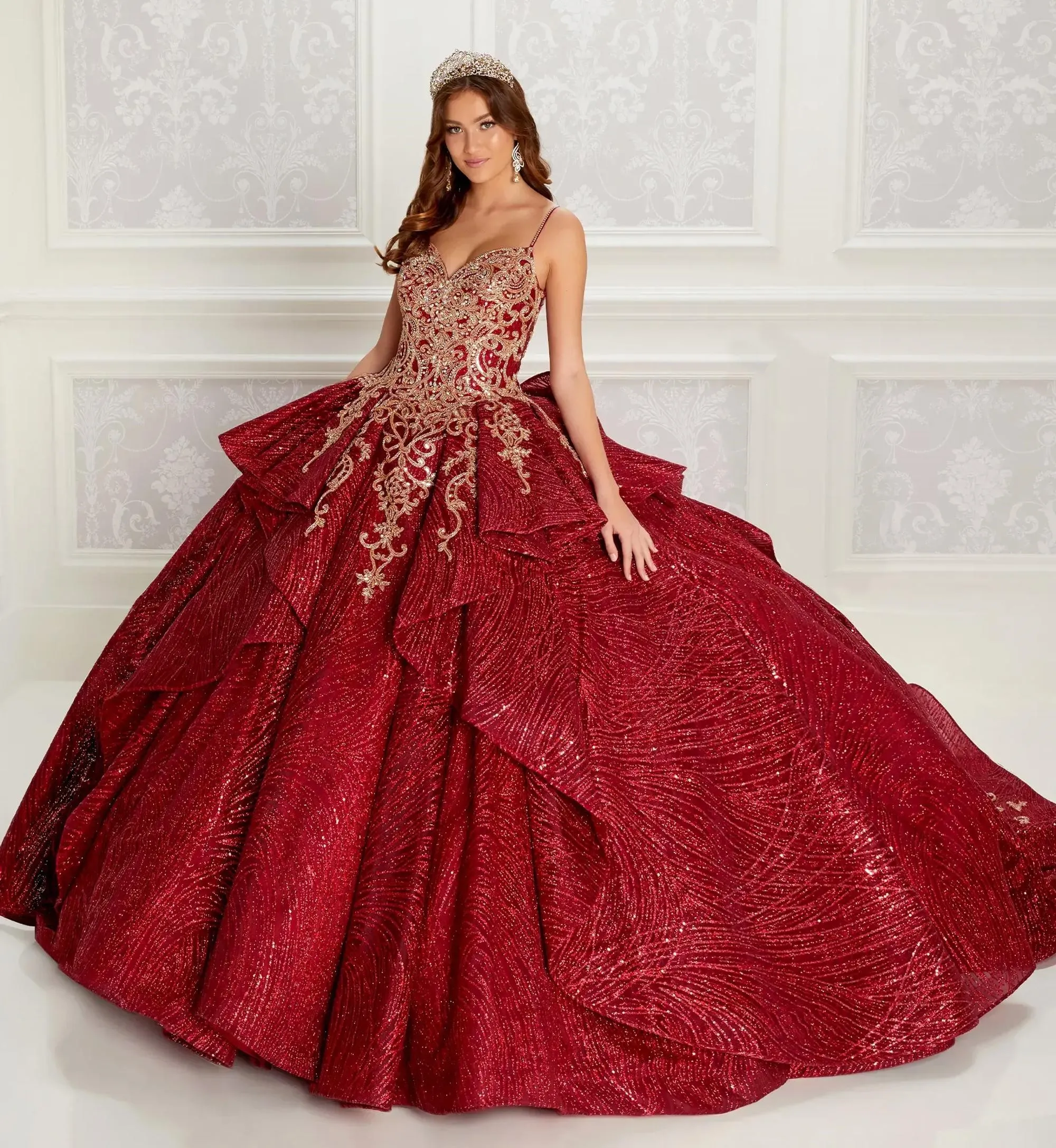 Burgundy Quinceanera Dresses Ball Gown Spaghetti Straps Appliques Puffy Mexican Sweet 16 Dresses Charro 15 Anos Customized