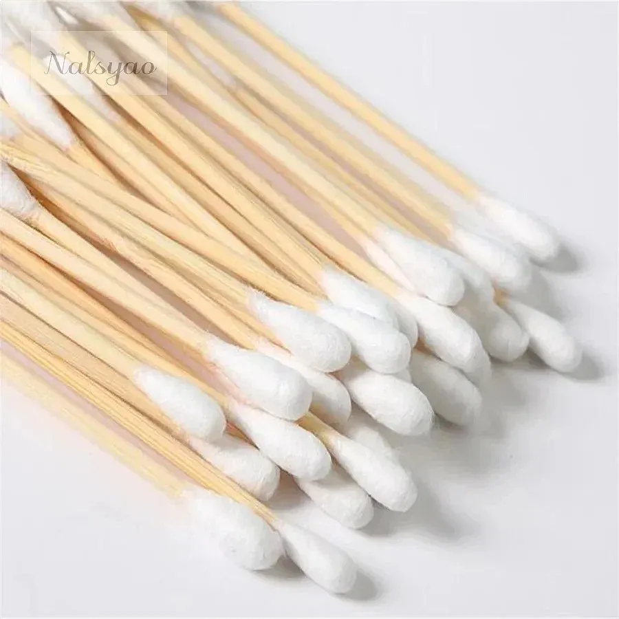 CNKESS 300/500/1000pcs Double Head Cotton Swabs Women Makeup Cotton Buds Wood Sticks Nose Ears Cleaning Health Care Tools