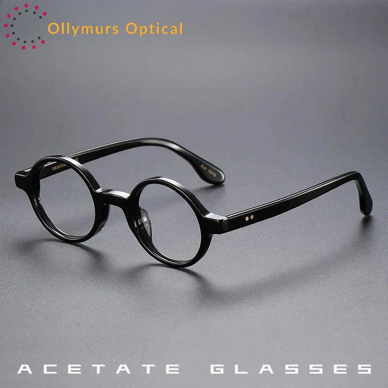 

OLLYMURS Fashion High Quality Retro Round Men's Glasses Acetate Small Size Optical Prescription Eyeglasses Frames Women 56002
