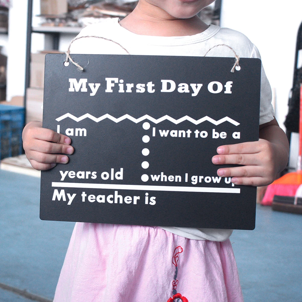 

2 pcs Double-Sided Chalkboard Wall Hanging Milestone Day School Memory Board Bamboo Back Message Letter