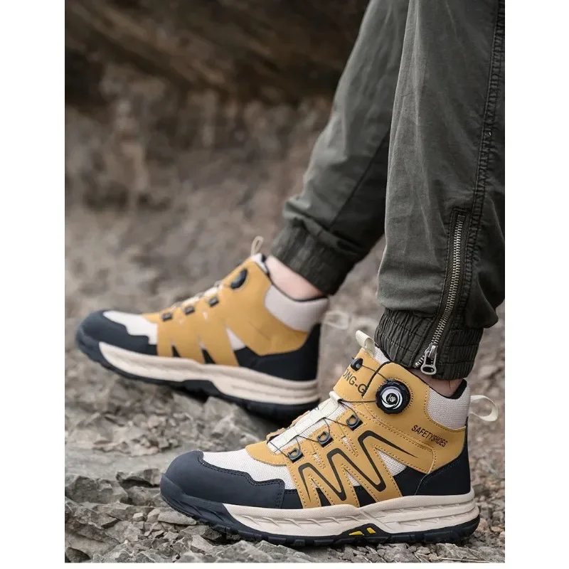 New Rotating Button Lazy Shoes, Wear-resistant and Anti Slip Steel Toe Cap, Anti Smashing and Anti Piercing Safety Shoes Durable