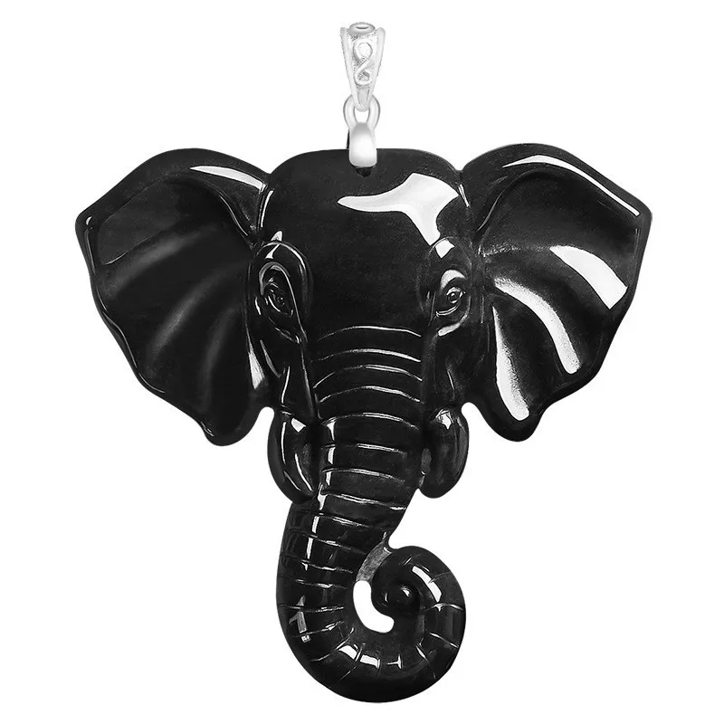 

Burmese Jadeite Elephant Pendant Necklace 925 Silver Real Jade Gemstone Fashion Vintage Accessories Luxury Gifts for Women