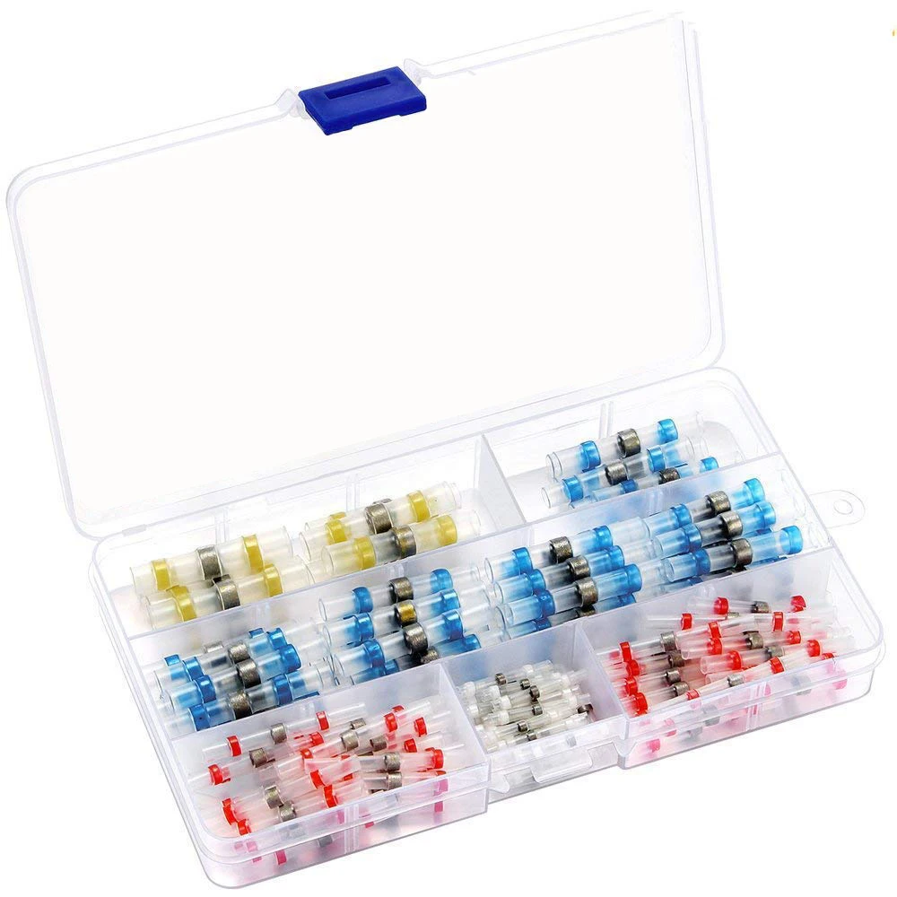 

AU34-150PCS Solder Seal Wire Connectors Kit Heat Shrink Butt Connectors Waterproof And Insulated Electrical Wire Terminals Water