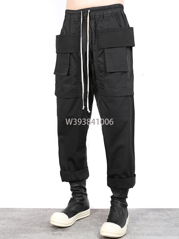 

High Quality Niche Designer Style Dark Double Ring Three-Dimensional Overalls Multi-Pocket Straight-Leg Trousers Men