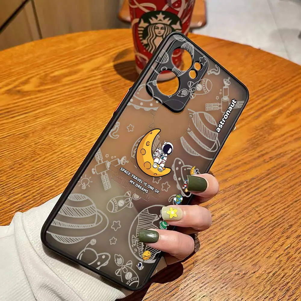 Funda de teléfono mate para OPPO RENO 8 8T 7Z 7 6Z 6 5 4 3 PRO PLUS 4G 5G Edge Funda dura con dibujos animados de astronauta espacial