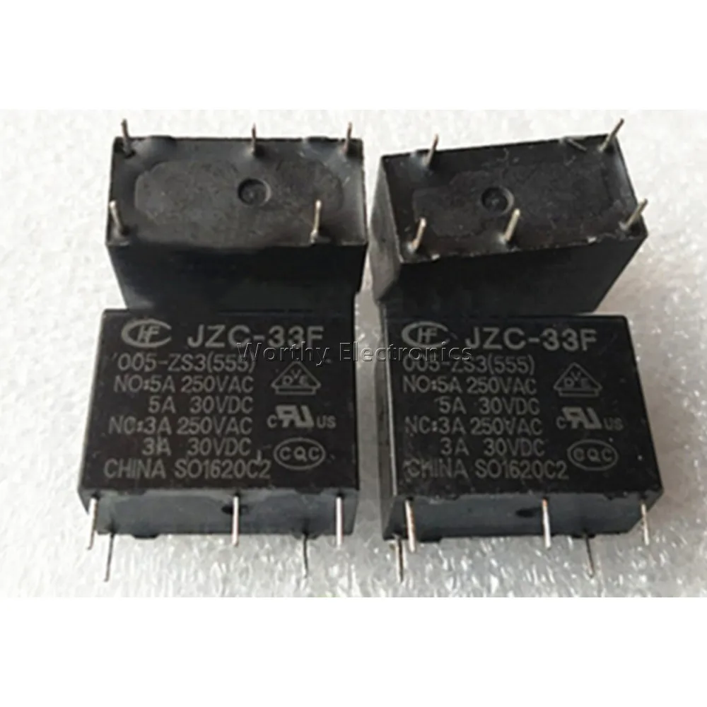 Free Shipping 10PCS/LOT  5A 5PIN 5VDC 5V Relay HF33F