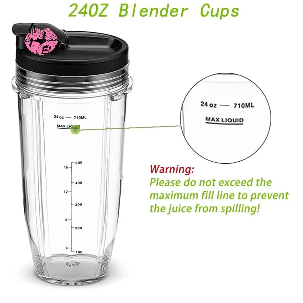 Paquete de 2 vasos de repuesto para licuadora de 24 Oz con tapa para accesorios de licuadora Nutri Ninja Auto IQ BL450 BL480 NN102