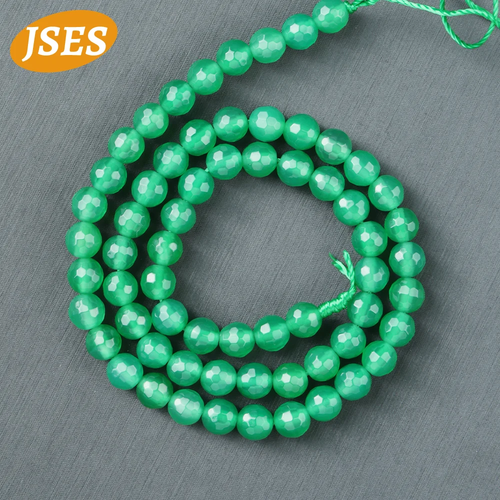 AA Natural Green Agate Onyx  Faceted Beads For Jewelry Making Bracelets  Needlework DIY Beads Accessories Wholesale