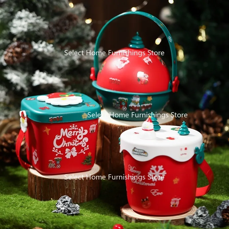 Suitable for Christmas Gifts,  Packaging , Christmas Eve , Portable Fruit Hug Bucket, Empty Box, Small Gift.