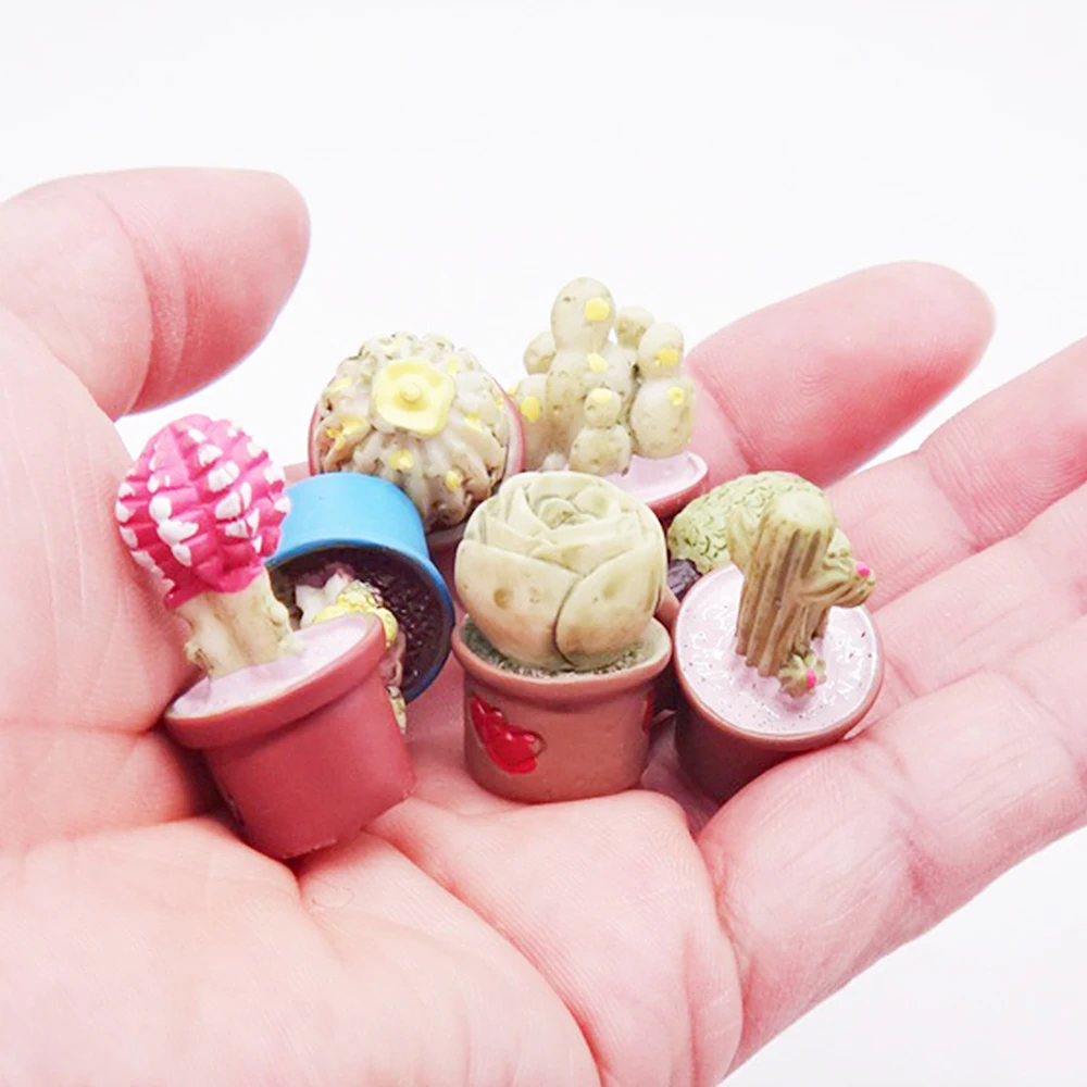 

5PCS Resin Cute Cartoon Fridge Magnetic Sticker Kawaii Cactus Succulent Plants Potted Plants Refrigerator Magnet DIY Photo Wall