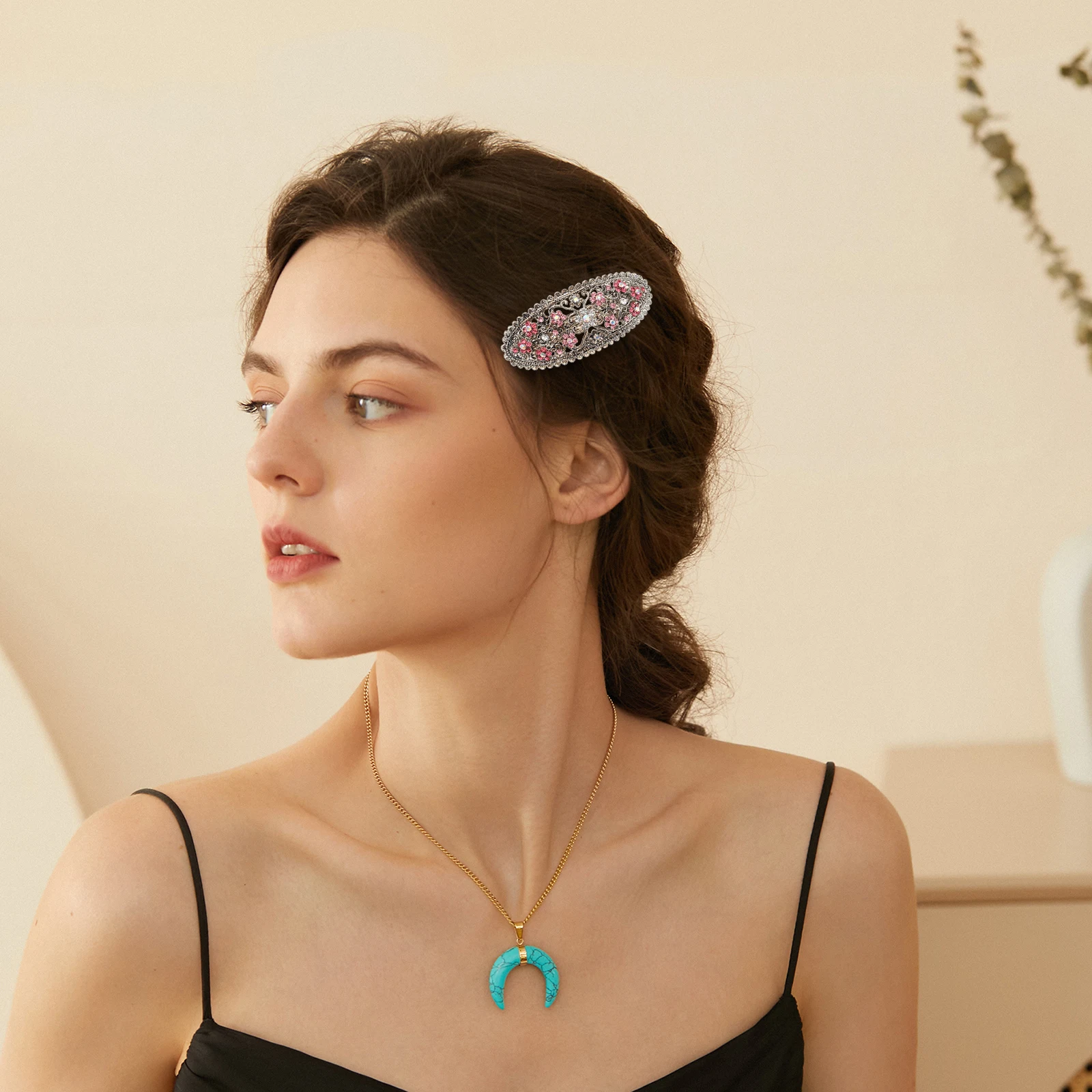 

2pcs Vintage Clips Retro Spring Barrettes Decorative Lightweight Comfortable Dual Color Stylish Accessories For Daily