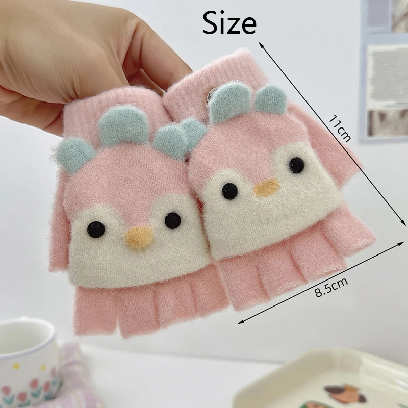 Świąteczne Rękawiczki z Jeleniami Zimowe Dziecięce Rękawiczki Urocze Palczaste Rękawiczki dla Niemowląt Ciepłe Półpalczaste Rękawiczki z Klapką dla Chłopców Dziewczynek Mitki Rękawiczki 2-6 Lat