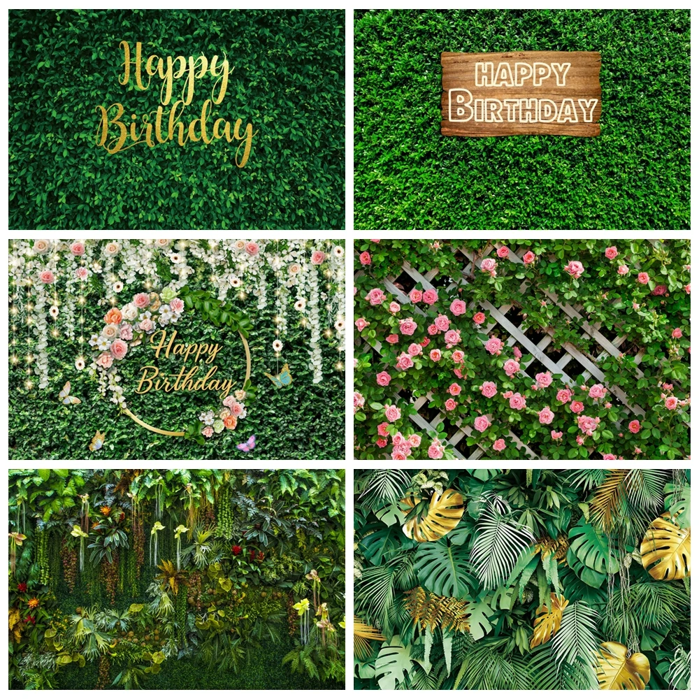 

Green Leaves Photography Backdrop Green Leaf Grass Flower Tropical Jungle Safari Baby Shower Birthday Wedding Photo Background