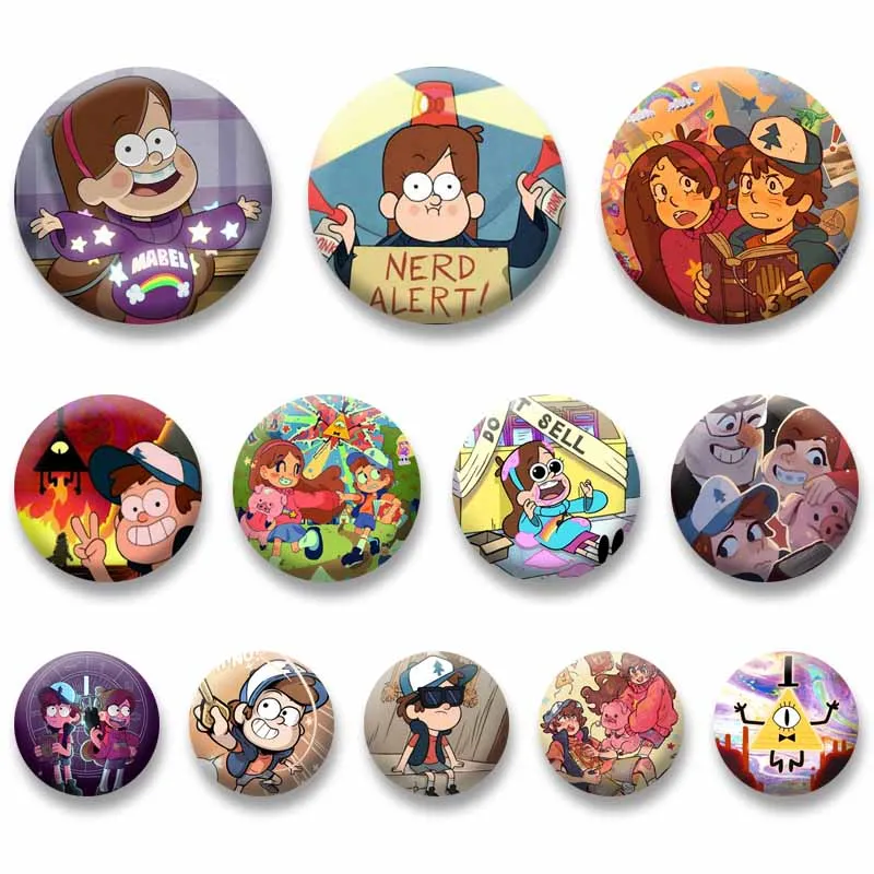 Broche Creativo de Anime G-Gravity F-Falls, Divertido Pin de Mabel Pines y Dipper Pines, Pin de Solapa de Moda, Accesorios para Mochila, Sombrero y Ropa