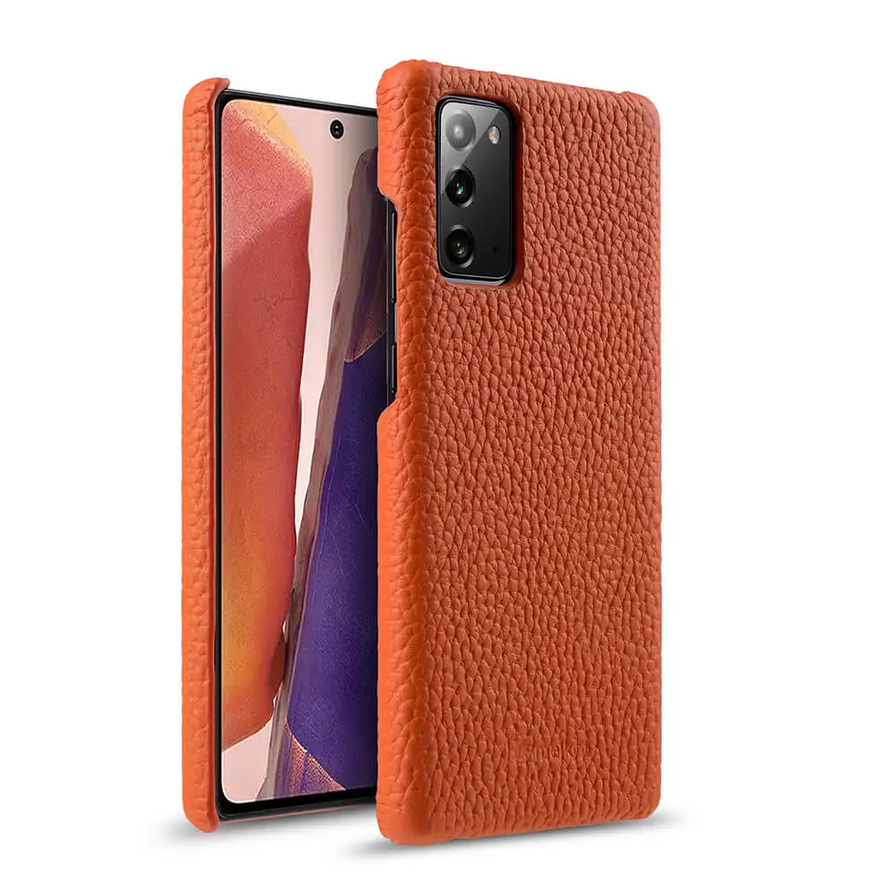 Button Open Genuine Leather Hard Back Cover For Samsung Galaxy Note20 Note 20 Ultra Luxurious Real Cow Skin Phone Bag Case