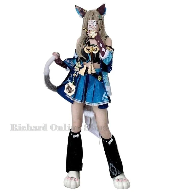 Kirara cosplay costume wig game Genshin impact ear tail kawaill cat cute Kirara dress Halloween Kitty costume for women girls