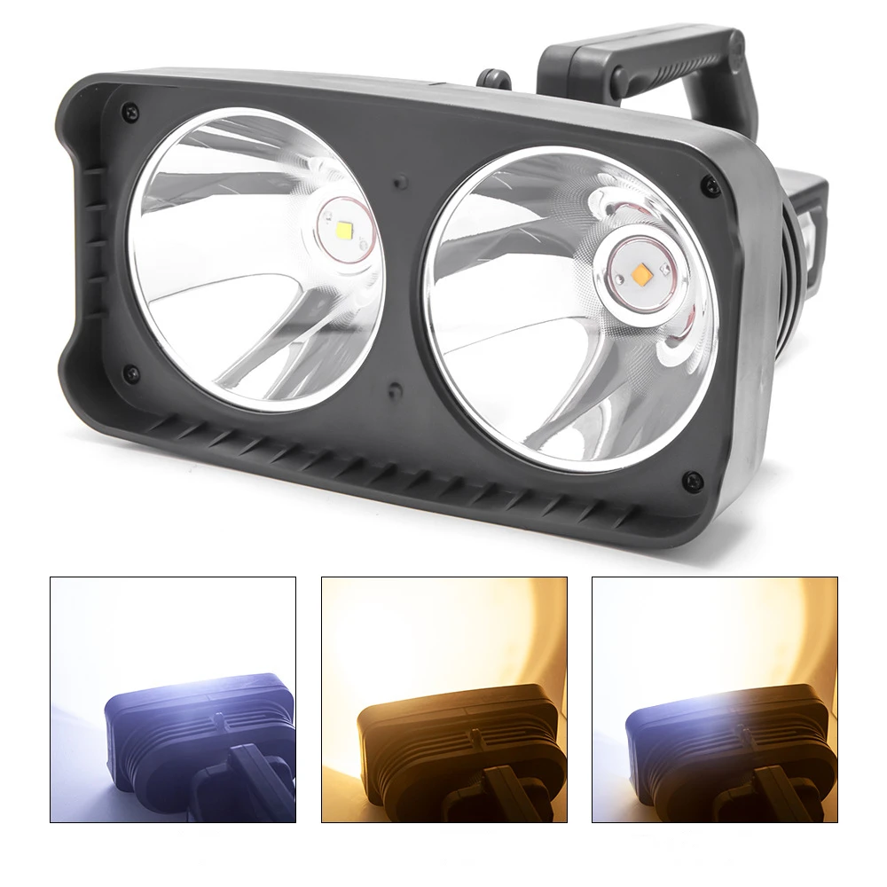 Portable XHP70 LED Flashlight USB Rechargeable Searchlight Red+Yellow+Blue+White Work Light Camping Power Bank Emergency Torch